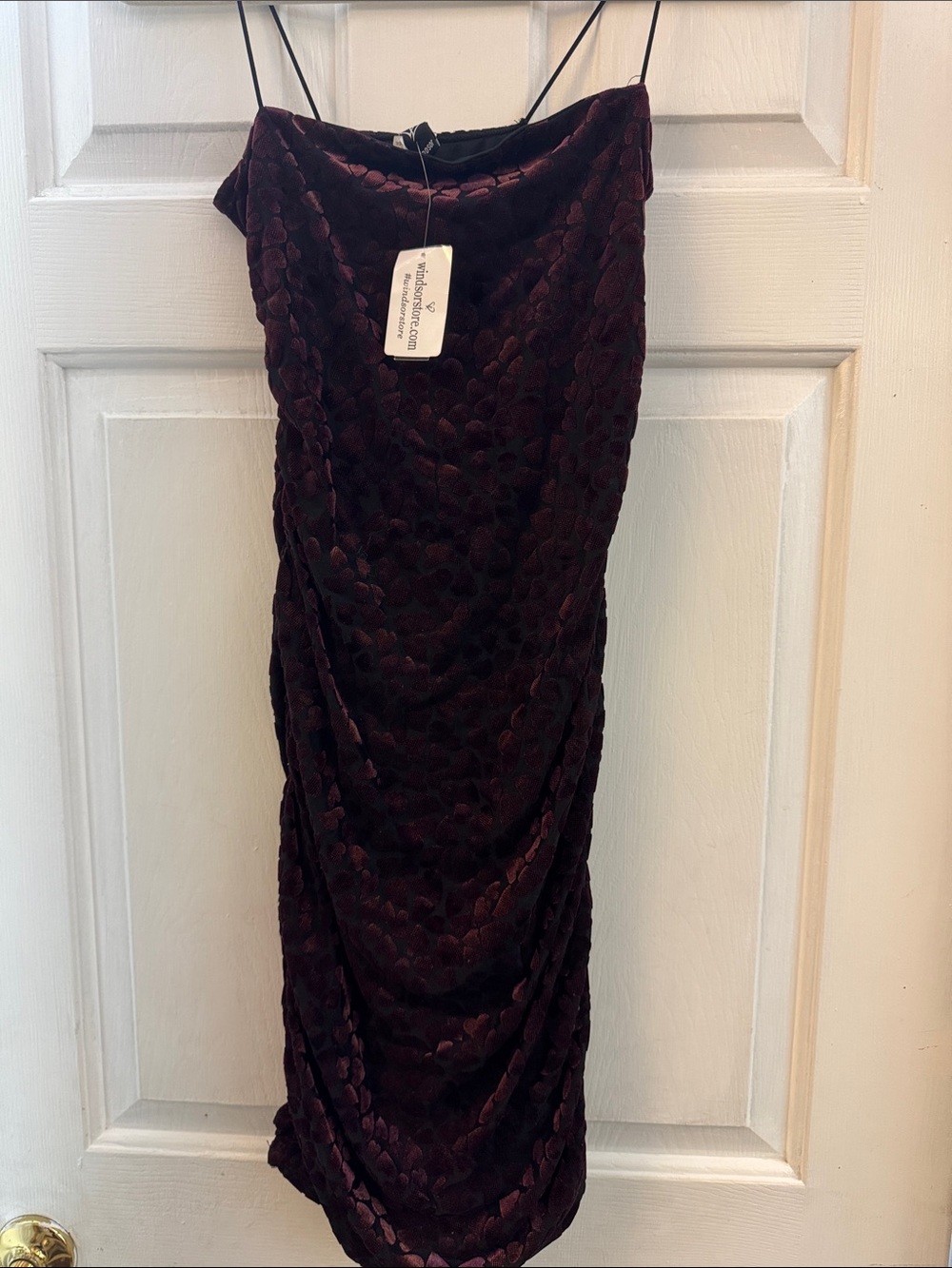 Windsor Burgundy Velvet Midi Slip Dress with Cowl Neck